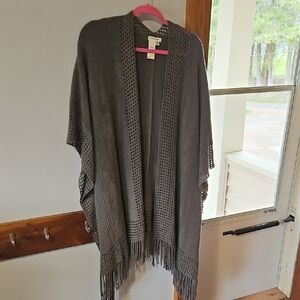 Gray Fringe Open Cardigan